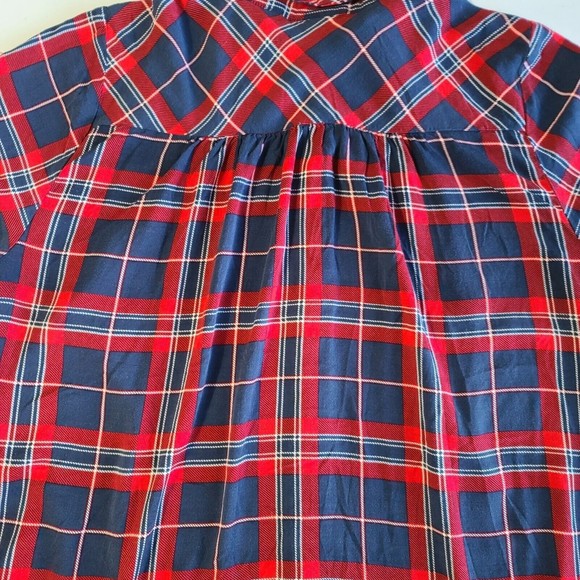 Torrid Stretch Challis Button Front Shirt Women's Size 2 Red Blue Plaid - Picture 6 of 14